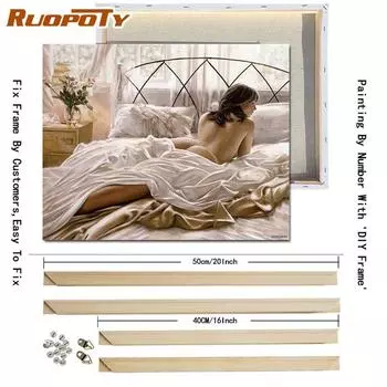 Ruopoty DIY рамка Приморская девушка DIY картина по номерам рисунок маслом настенная живопись на холсте для домашнего декора DIY подарок искусство