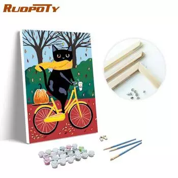 RUOPOTY DIY Рамка Раскраска по номерам кошка ручная роспись настенная живопись маслом по номерам животное уникальный подарок для гостиной 40x50cm NO Frame