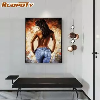 Ruopoty DIY рамка женская картина краска по номерам рисунок картина по номерам ручная роспись акриловая краска на холсте настенное искусство