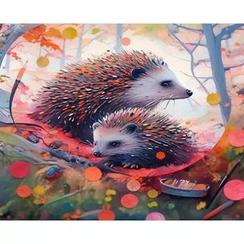 Ruopoty Ежик картина по номерам с рамкой животные раскраски на холсте для взрослых маркеры по номерам подарок «сделай сам» домашний декор