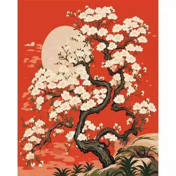 Ruopoty Frame Diy Картина по номерам Цветущая слива Дерево Краска с цифрами Рисунок для украшения дома 40x50 см 40x50cm NO Frame