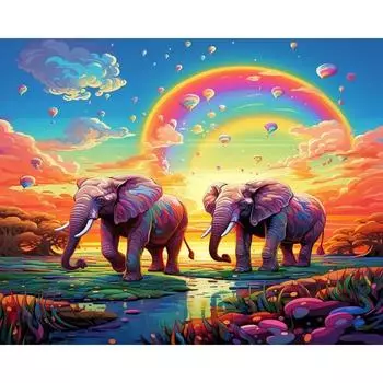 Ruopoty Frame Diy Картина по номерам Красочный слон ручная роспись маслом Животные Холст Картина для домашнего декора стен 40x50cm NO Frame