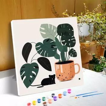 RUOPOTY Рамка Diy Paint By Numbers Beginner Kits Landscape Handcrafts Green Plants Легко рисовать на холсте для домашнего декора Стена Diy Gift 20x20cm with frame