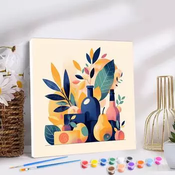 RUOPOTY Рамка Diy Paint By Numbers Cartoon Flowers Легко рисовать на холсте Рисование по номерам Diy Crafts Wall Art Picture 20x20cm with frame