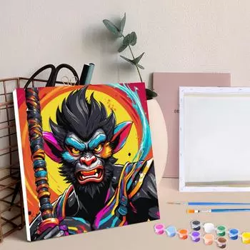 RUOPOTY Набор для раскрашивания по номерам в рамке для начинающих, наборы для начинающих, акриловые краски для взрослых, Wukong, красочные картины по номерам для домашнего декора, поделки своими руками 20x20cm with frame