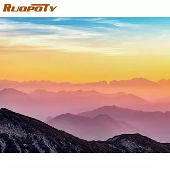 Ruopoty горная картина маслом, сделай сам, картина по номерам, пейзаж, акриловая краска на холсте, ручная роспись для украшения стен