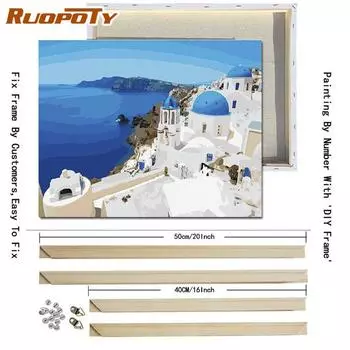 Ruopoty город и сельская местность DIY картина по номерам пейзаж DIY рамка картина маслом Современная настенная живопись Декор в гостиную 40x50 см