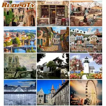 Ruopoty городской пейзаж DIY картина по номерам акриловая краска Landsacpe на холсте ручная роспись для настенного искусства 40x50 см 40x50CM NO Frame