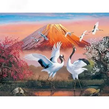 RUOPOTY Interieur Schilderij Op Nummer Rood Gekroonde Kraan Handgemaakt Schilderij Op Nummer Schilderij Домашний декор 40x50cm NO Frame