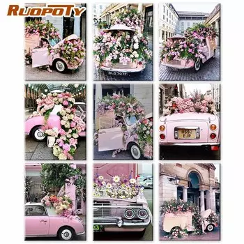 RUOPOTY использовать цифровую живопись цветы для рисования изображений на холсте вручную художественный подарок DIY автомобиль украшение дома 40x50cm NO Frame