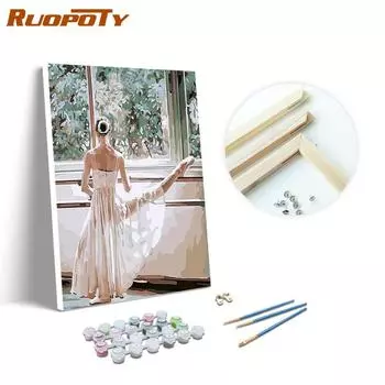 RUOPOTY Картина маслом по номерам Балетная женщина ручная роспись Современная настенная живопись по номерам Холст Рисунок Наборы украшения комнаты 40x50cm NO Frame