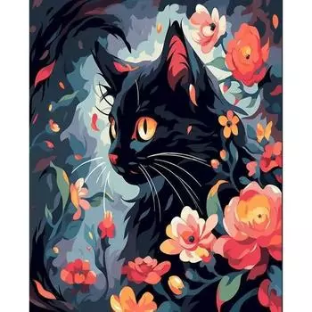 RUOPOTY картина маслом по номерам черный кот ручная роспись на холсте с рамкой акриловый комплект Painti картина для взрослых для домашнего декора