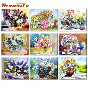 RUOPOTY картина маслом по номерам цветок акрил на холсте DIY рамка настенная живопись картина по номерам ромашка декор детской комнаты 40x50cm NO Frame