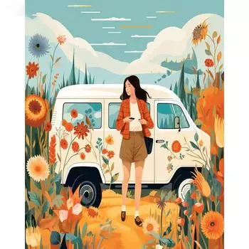 Ruopoty картина маслом по номерам Девушка езда на велосипеде ручная роспись на холсте DIY фотографии по номерам наборы фигурок домашний декор 40x50cm NO Frame