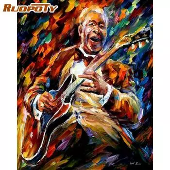 RUOPOTY картина маслом по номерам, гитара, изображение по номерам, ручная роспись, уникальный подарок, украшения для дома, безрамное