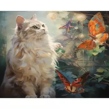 RUOPOTY картина маслом по номерам кошка ручная роспись искусство холст рисунок раскраска по номерам домашний декор цифровая живопись произведение искусства 40x50cm NO Frame