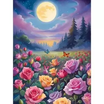 Ruopoty картина маслом по номерам, набор красок, цветы, лунный пейзаж, рисунок по номерам для взрослых, раскраска изображений, ручная роспись, сделай сам 40x50cm NO Frame