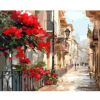 RUOPOTY Картина маслом по номерам Ручная работа Уличный пейзаж Картина Декоры для взрослых Набор «сделай сам» Настенные декоры Подарок для начинающих Боль 40x50cm NO Frame