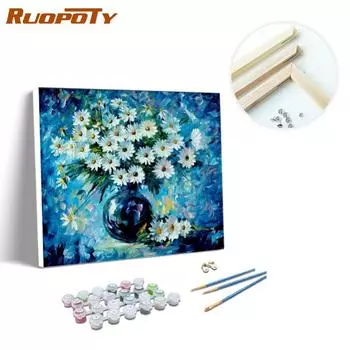 RUOPOTY картина маслом по номерам садовый пейзаж настенное искусство рисунок картина по номерам цветок декор для детской комнаты 40x50CM NO Frame