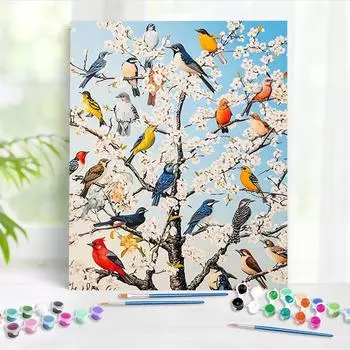 RUOPOTY Картина маслом по номерам Ветка Птица Ручная роспись на холсте Для Взрослых Сделай Сам Подарок Другу Художественные принадлежности по номерам Акриловые наборы 40x50cm NO Frame