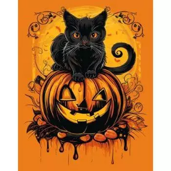 RUOPOTY Картина на Хэллоуин по номерам для взрослых, наборы для рисования по номерам, кот, рисунок «сделай сам», на холсте, уникальный подарок, украшение для дома 40x50cm NO Frame