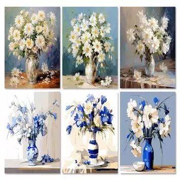 RUOPOTY Картина по номерам 40x50 см с рамкой цветы Краска по номерам для взрослых ручная роспись украшение для дома 40x50cm NO Frame