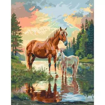 RUOPOTY Картина по номерам Акриловая краска Лошадь Животные Холст Картина с номерами для подарка своими руками 40x50cm NO Frame