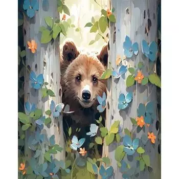 RUOPOTY картина по номерам черный медведь животные DIY картинки по номерам наборы для рисования на холсте ручная роспись картины домашний декор 40x50cm NO Frame