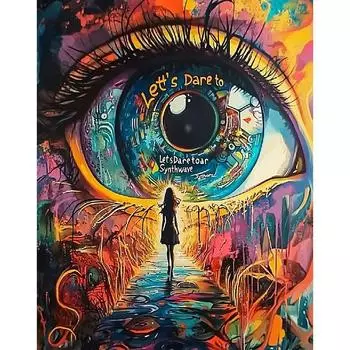 RUOPOTY Картина по номерам Цветные глаза Рисунок на холсте Раскрашенное вручную искусство Подарочные наборы для самостоятельного изготовления картин по номерам Домашний декор 40x50cm NO Frame