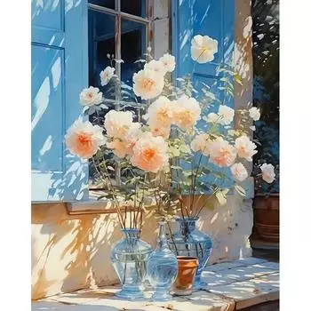 RUOPOTY Картина по номерам цветы 40x50 см Рамка Раскраска по номерам на холсте DIY подарок украшение дома 40x50cm NO Frame