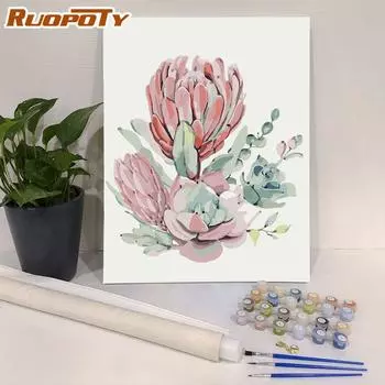 Ruopoty картина по номерам цветы холст картина DIY цифровая живопись акриловая краска для украшения стен 40x50 см безрамное