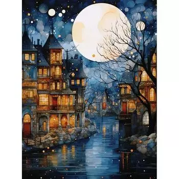 Ruopoty картина по номерам для взрослых абстрактные наборы «сделай сам» ручная роспись лунный замок рисунок на холсте раскраска по номерам 40x50cm NO Frame