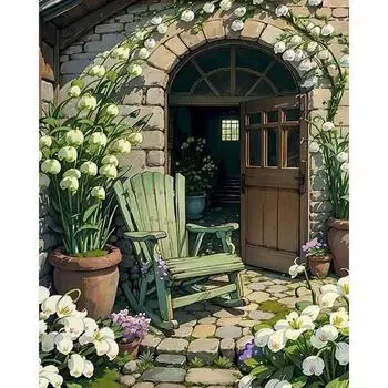 RUOPOTY Картина по номерам для взрослых, акриловая деревянная картина с номером дома, холст, рисунок по номерам, сделай сам, с рамкой 40x50cm NO Frame