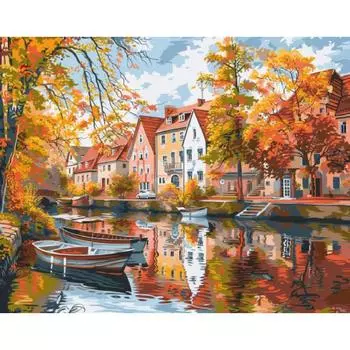 RUOPOTY Картина по номерам для взрослых Наборы Город Озеро Пейзаж Холст по номерам Изделия ручной работы Подарок для дома Декор стен 40x50cm NO Frame