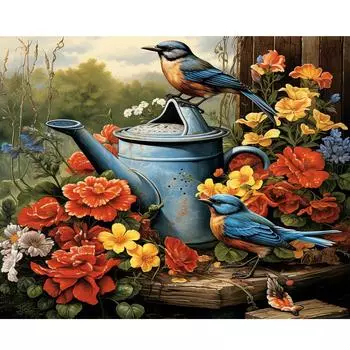 RUOPOTY картина по номерам для взрослых ручная роспись акриловая картина птицы и цветы картина рисунок DIY подарок 40x50cm NO Frame