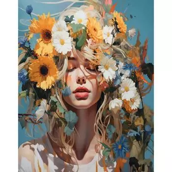 Ruopoty Картина по номерам для взрослых Современные цветы Женская картина по номерам Акриловая краска на холсте Домашний декор Искусство 40x50 см/16x20 дюймов без рамки 40x50cm NO Frame