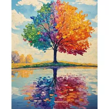 RUOPOTY Картина по номерам для взрослых. Стартовые наборы. Картина с изображением дерева по номерам. Подарок своими руками. Ручная работа для домашнего декора. 40x50cm NO Frame