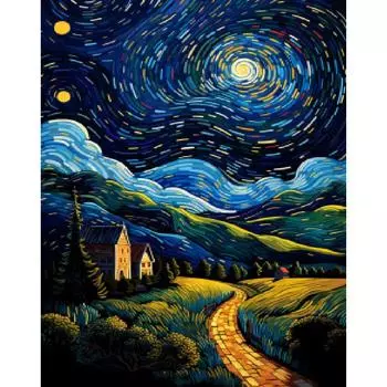 RUOPOTY Картина по номерам для взрослых Звездное небо Пейзаж Акриловая краска по номерам на холсте Настенное искусство Подарок Украшение дома 40x50cm NO Frame