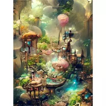 Ruopoty картина по номерам фантастический городской пейзаж картина по номерам на холсте для взрослых ремесла настенное искусство для домашнего декора 40x50cm NO Frame