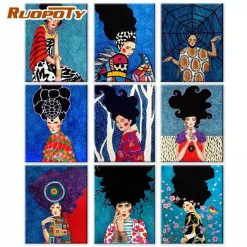 RUOPOTY картина по номерам, фигурка девушки на холсте, рисунок для домашнего декора, уникальный подарок, картина по номерам, женская картина для гостиной 40x50cm NO Frame