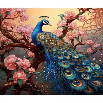 RUOPOTY картина по номерам картины павлина с рамкой в комплекте краска с изображением животных по номерам для украшения дома 60x75 см 40x50cm NO Frame