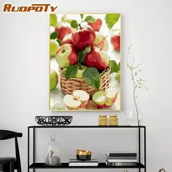 RUOPOTY картина по номерам краски кофе и фрукты ручная работа еще лифт картина маслом на холсте современный домашний декор стены искусство