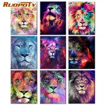 Ruopoty картина по номерам Лев на холсте уникальный подарок домашний декор акриловая картина по номерам животное для гостиной 40x50cm NO Frame