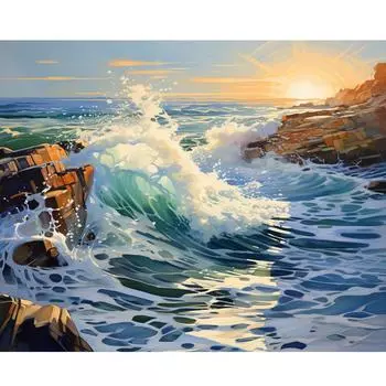 RUOPOTY картина по номерам морской пейзаж ручная роспись наборы холст рисунок акриловые краски подарок работа домашний декор 40x50 см 40x50cm NO Frame