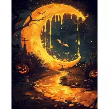 Ruopoty картина по номерам на холсте Diy Kit для взрослых лунный пейзаж рисунок акриловой краской Хэллоуин картина раскраска по номерам искусство 40x50cm NO Frame