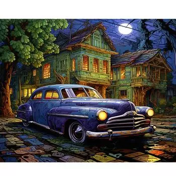 RUOPOTY картина по номерам, набор для рисования, городской поезд, пейзаж, рисунок для взрослых, раскраска по номерам, машинки на банке 40x50cm NO Frame