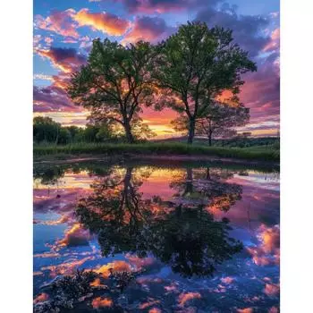 RUOPOTY картина по номерам набор красок закат живопись по номерам взрослые ремесла дерево пейзаж DIY подарок настенное искусство 40x50cm NO Frame