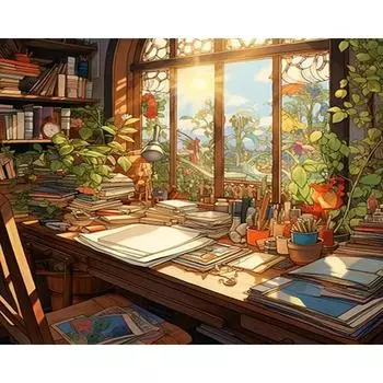 Ruopoty Наборы для рисования по номерам Подоконник Пейзаж Холст Картина Настенное искусство DIY Craft Уникальный DIY Подарок для домашнего декора 40x50 40x50cm NO Frame