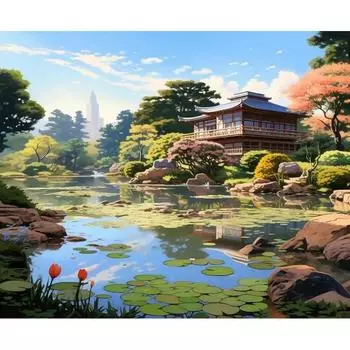 Ruopoty картина по номерам пейзаж озера DIY рамка картины по номерам дерево краска на холсте украшение дома 40x50 см 40x50cm NO Frame