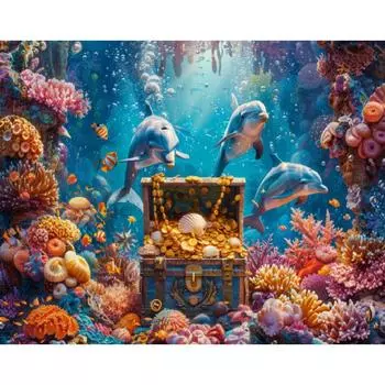 RUOPOTY Картина по номерам Подводные дельфины Цифровая живопись Домашний сад Акриловые краски Ручная работа Подарок на холсте Художественное произведение 40x50cm NO Frame